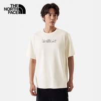 北面（The North Face）短袖T恤款男女同款山夏印花舒适透气户外夏|8CSX QLI/沙丘白 XL