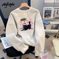 MJ STYLE春秋款宽松圆领卫衣女2025年可爱百搭休闲显瘦遮肉时尚款亲肤上衣