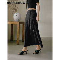 红袖奥莱夏季女装国风提花侧拉半身裙 米白3004 XL