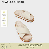 CHARLES & KEITH CHARLES&KEITH23夏季新品CK1-70580207交叉带外穿厚底凉拖鞋女 粉白色Chalk 41