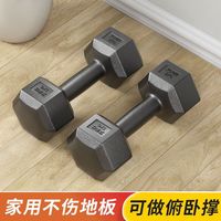 糜岚（MieLanat）六角哑铃男士2kg5公斤家用10kg包胶练臂女器材小哑铃 单只6斤等于(3kg)