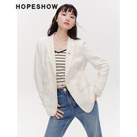 红袖奥莱春季女装单排扣翻领一手长西装 奶油白025 XS