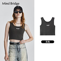 Mind Bridge MB MindBridge女士圆领短款背心秋季纯色印花吊带基础无袖内搭