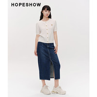 红袖奥莱春季女装肌理感立体绣单排扣针织开衫 奶油白025 L