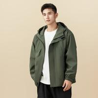 361° 连帽外套春秋男士简约纯色时尚百搭户外登山运动休闲夹克