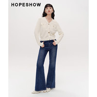 红袖奥莱春季女装香风金属扣装饰V领套头针织衫 米白004 XL