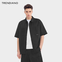 TRENDIANO 宽松绣花外搭衬衫2024年夏季男士外搭衬衫设计感 黑色 S