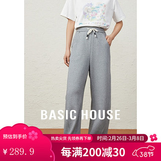 Basic House/百家好加厚加绒香蕉裤女秋冬保暖宽松休闲裤百搭抽绳新款   85-110斤 卡码拍大