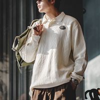 马登 MADEN工装美式休闲提花针织polo衫学院风肌理感翻领套头毛衣男秋冬