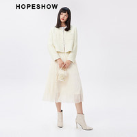 红袖奥莱秋季女装肌理感香风箱型单排扣圆领外套 香草黄207 L