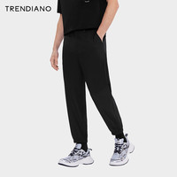 TRENDIANO 拉链口袋休闲西装裤2024年夏季简约商务长裤舒适男 黑色 XXL