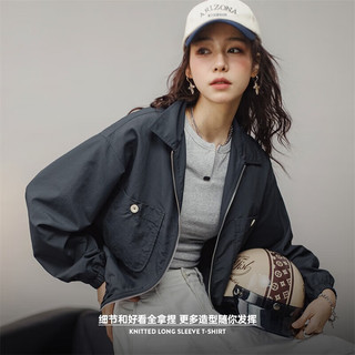 马登 MADEN（aden）女装 vintage棒球服夹克女短款设计感新款减龄时尚外套上衣春季