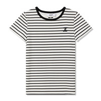 丽丽LILY夏女装别致绣花复古简约条纹短袖T恤女 601白色 XS