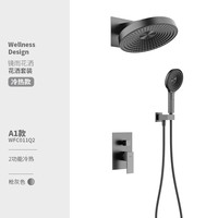 鼎菲入墙式暗装花洒套装热熔一体冷热隐藏式预埋灰色淋浴水口花洒 A1冷热枪灰色 2功能 手持+顶喷【60%用户选择】
