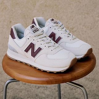 new balance nb女鞋舰店 运动鞋百搭缓震跑步鞋复古休闲鞋子女 574系列/米白色/WL574RCF-B 37码/内长235mm