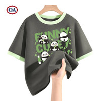 C&A男童t恤短袖2025小童上衣夏款半袖儿童衣服夏季 萌竹熊灰绿 120