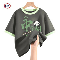 C&A男童t恤短袖2025小童上衣夏款半袖儿童衣服夏季 中国熊猫灰绿 150