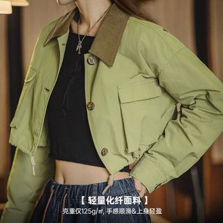 马登 MADEN女装 巴恩风猎装夹克浅春系拼接翻领工装外套多口袋休闲抽绳上衣 浅绿色 M