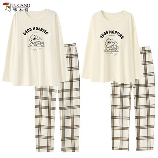 TUCANO啄木鸟100%棉睡衣女休闲简约春秋套头长袖长裤全棉家居服套装TJ 5173女 L