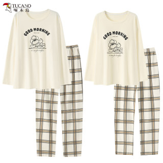 TUCANO啄木鸟100%棉睡衣女休闲简约春秋套头长袖长裤全棉家居服套装TJ 5173女 L