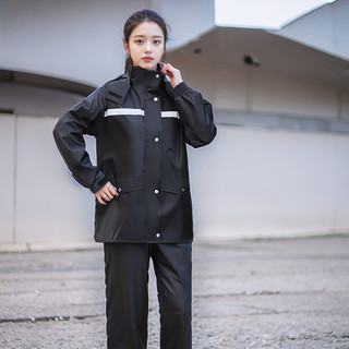 雨弈雨衣雨裤摩托车外卖骑行户外成人男女长款全身防水防暴雨分体套装 黑色【单层轻薄款】 M【高155-165】重110斤