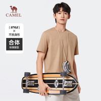 CAMEL骆驼男装T恤短袖夏季2025年透气纯色纯棉上衣女休闲潮打底衫 【纯棉】M13BAQR045C5 椰壳色 3XL