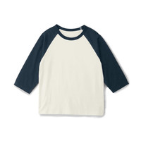 千趣会 SENSHUKAI童装男童女童T恤春秋季亲子插肩袖棉质七分袖打底衫儿童T恤 本白&黑色(七分袖) 130 cm