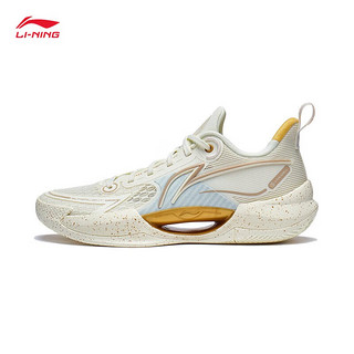 李宁 LI-NING 轻V2丨篮球鞋男鞋冰爽透气篮球比赛鞋ABAT029 奶油白-2 42