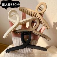 LISM创意家居鲨鱼夹奶咖色抓夹磨砂气质发抓后脑勺发夹子盘发 2件抓夹【米白+深咖】