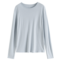 范思蓝恩气质圆领针织上衣女春长袖薄款天丝内搭打底衫24FS11013 黑色 L