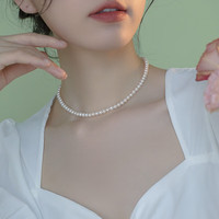 卓麦 基础款近圆淡水小珍珠项链少女年轻款优雅素圈蛋形轻奢 小珍珠项链天然近圆淡水素圈单条