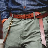 马登 MADEN工装  复古头层植鞣牛皮皮带黄铜做旧字母快脱硬汉腰带男
