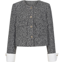 衣香丽影灰色小香风短外套女新款高级感轻法风毛呢上衣 灰色 M