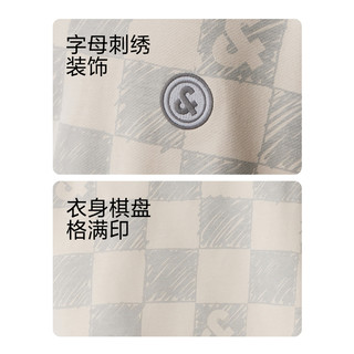 杰克琼斯秋季潮宽松纯棉棋盘格满印圆领卫衣LOGO刺绣男装外套