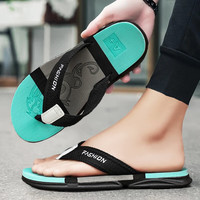速狐 万浦森国潮外穿拖鞋男士人字拖男夏季防滑软底潮流时尚夏天凉拖鞋男 黑色升级版 42