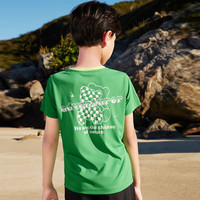 TOREAD kids探路者儿童T恤男春夏速干柔软舒适休闲印花防晒短袖半袖 青藻绿QAJJBL83132 120cm