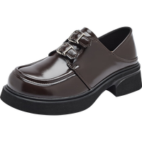 奥古狮登（Agsdon）乐福鞋女春季两穿皮带扣小皮鞋女粗跟复古单鞋 P543288 棕 39 棕色