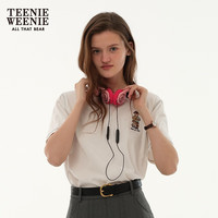 Teenie Weenie小熊女装T恤2025年春夏季新款时尚多巴胺宽松短袖上衣 象牙白 M