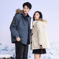保暖服饰、88VIP：雪中飞 男女同款 90%绒灯芯绒拼接毛领连帽派克羽绒服 X250140650Y