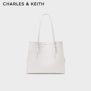 CHARLES & KEITH CHARLES&KEITH质感纯色大容量手提包托特包包女包女士女神节礼物CK2-30781650-6 White白色 XL