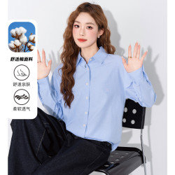 JEANSWEST 真维斯 2025春季韩版简约纯色百搭长袖衬衫女翻领文艺休闲通勤衬衫女