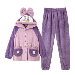 芬腾 秋冬珊瑚绒睡衣女保暖加厚加绒韩版法兰绒家居服套装
