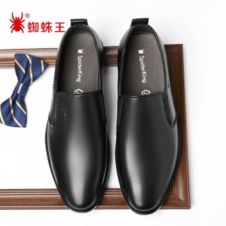 蜘蛛王皮鞋男商务正装鞋头层牛皮舒适休闲英伦风男鞋 22888 黑色 38 