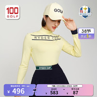 RYDER CUP 莱德杯高尔夫服装女装长袖T恤秋季立领磨毛保暖弹力运动T恤女 黄色 S