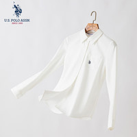 美国马球协会 U.S. POLO ASSN.长袖衬衫女通勤打底衫商务纯棉免烫衬衣 中灰色 2XL