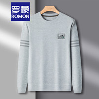 罗蒙(ROMON)春秋季薄款长袖t恤男圆领潮流卫衣男新款仿棉休闲宽松上衣打底衫 灰色SY835 175/XL 建议140-155斤