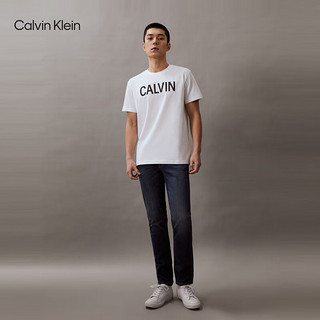 Calvin Klein Jeans夏季男女中性摩登霓虹ck印花休闲圆领短袖T恤J318289 YAF-白色 2XL （180-190斤） XXL   （180-190斤）