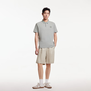 杰克·琼斯（JACK&JONES）男装25年精致虎头刺绣凉感短袖polo衫男士夏季商务半袖翻领T恤 灰绿色C52 M