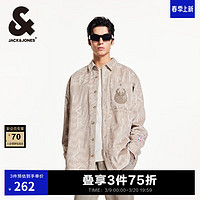 杰克琼斯 杰克·琼斯（JACK&JONES）男装NBA联名雄鹿队春夏款男长袖衬衫灯芯绒字母logo长袖224405003 卡其色E11 卡其色E11 175/96A/M