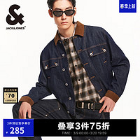 杰克琼斯 杰克·琼斯（JACK&JONES）男装秋季时尚复古宽松翻领上衣潮流原色牛仔夹克单宁外套男 A13 深牛仔蓝 A13 深牛仔蓝 185/104A/XL